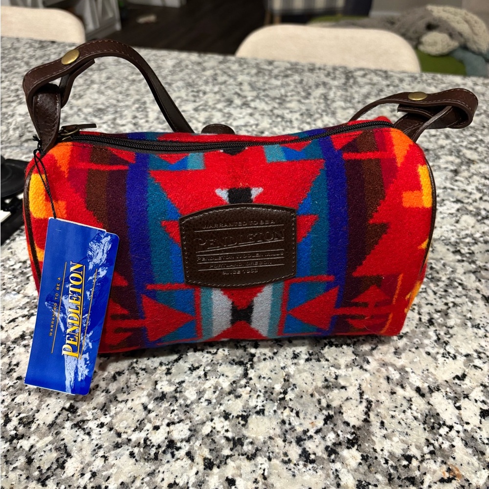 Pendleton Red and Blue Wool Toiletry Bag